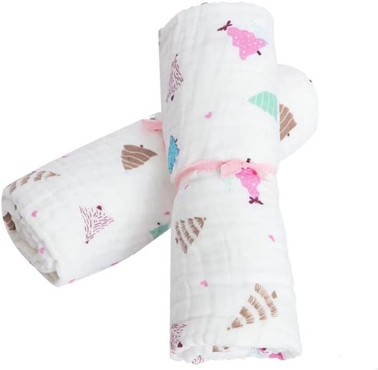 Set van 2 Extra Zachte Mousseline Katoen Badhanddoeken voor Baby en Volwassen 114x114 cm
