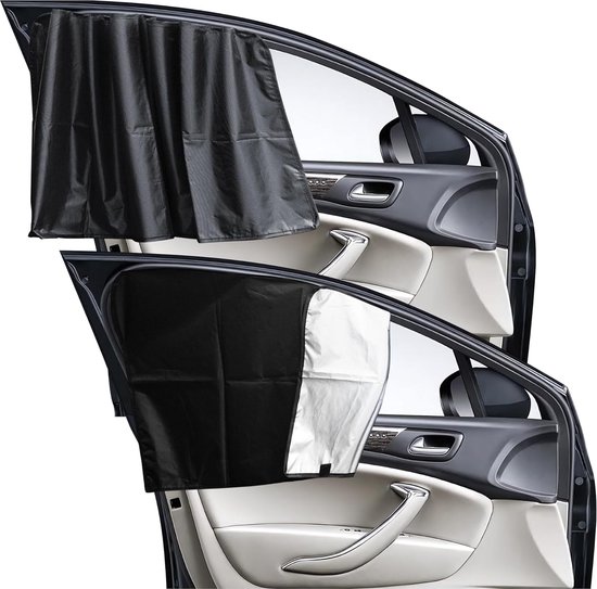 Set van 2 magnetische zonwering auto voor achterruit, autoruit verduistering met UV-bescherming, hittewerende autogordijnen voor kinderen, volwassenen, huisdieren magnetische autoruit zonnescherm van Winzwon