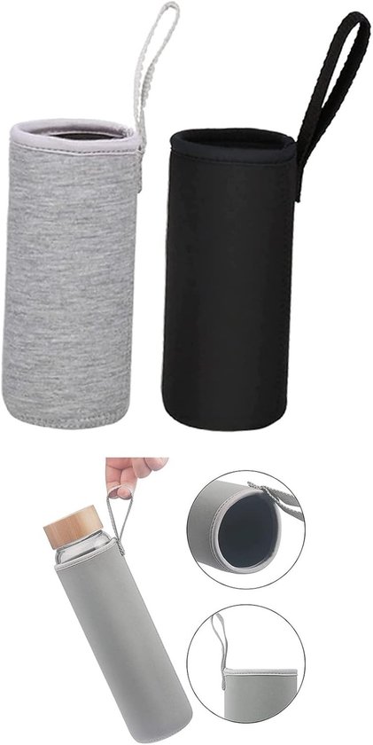 Set van 2 neopreen flessen en waterzakken - Thermische hoes - Isolerende neopreen hoes voor thee, water en dranken