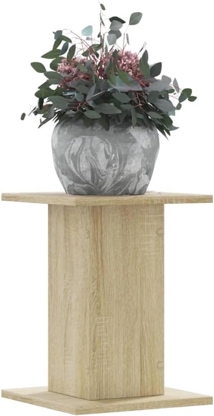 Set van 2 plantenstandaard, Sonoma-eiken, 30 x 30 x 40 cm, bloementafel voor woonkamer, bloemenkruk van houtmateriaal, staand rek voor decoratie