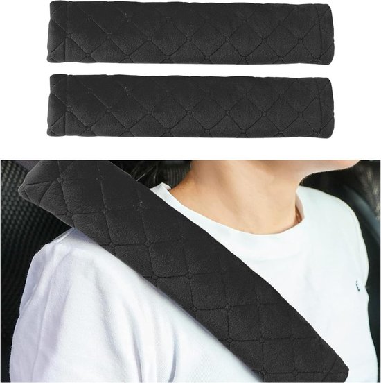 Set van 2 premium veiligheidsgordelbeschermers - autogordelhoezen - zachte autogordelkussenhoezen - universele comfortgordel schoudergordelhoezen - helpt uw ​​nek en schouders te beschermen - auto-accessoires voor mannen en vrouwen (zwart) van OUUO