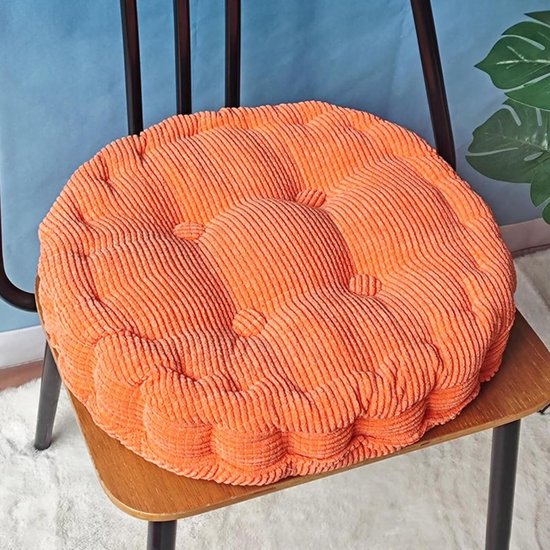 Set van 2 ronde zitkussens - Geschikt voor binnen en buiten - Afmeting 40x40 cm - Oranje van Merkloos