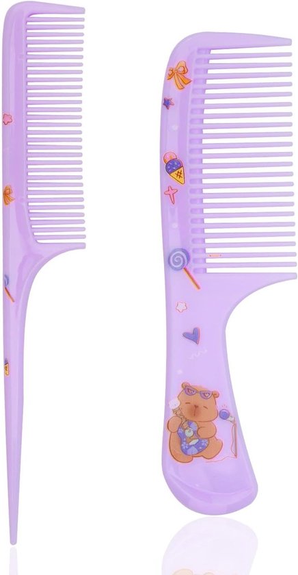 Set van 2 Schattige Haar Kammetjes voor Meisjes, Fijne Baby Kam en Ratstaart Styling Kam, Mini Plastic Haarborstel voor Peuters en Kinderen, Geschikt voor Alle Haartypes