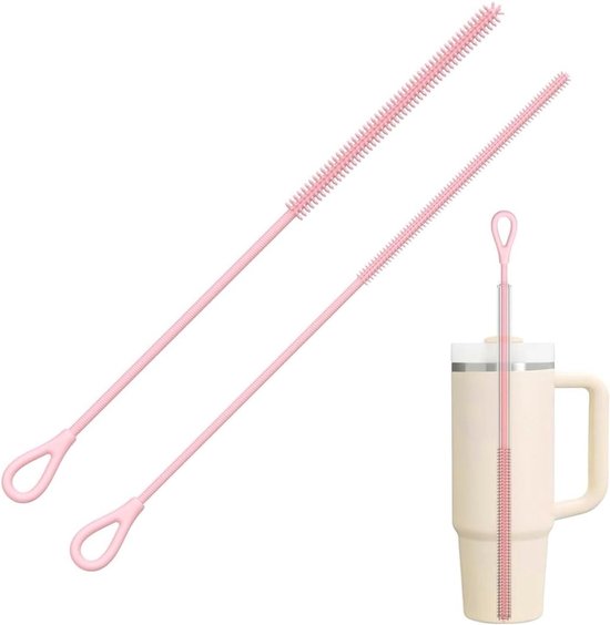 Set van 2 Silicone Flessenborstels voor Babyflessen, Waterflessen en Thermosflessen - Inclusief 6 mm en 9 mm Rietjesborstels