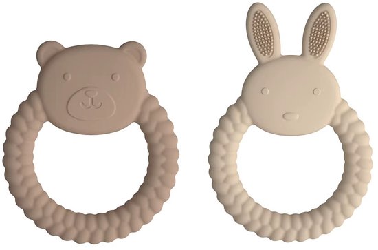 Set van 2 Siliconen Bijtringen - Konijn & Panda - Veilig & Zacht voor Baby’s