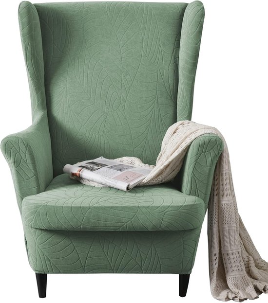 Set van 2 Stretch Wingback Stoelhoezen - 2-in-1 Ontwerp Fauteuil Protector Zacht Groen