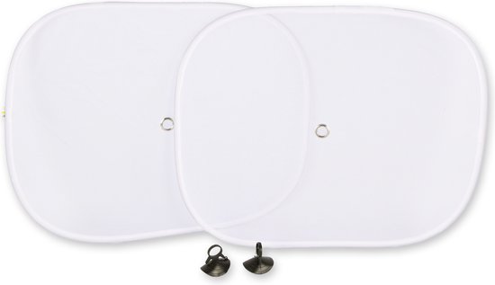 Set van 2 Witte Zonnescherm Auto | Met UV Protectie – Zonwering Zijruiten voor de Auto | Zelfklevend – 45cm x 36cm van Trobo Gear