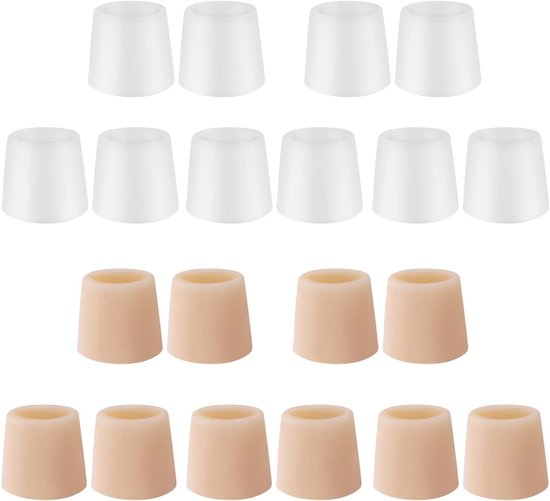 Set van 20 Siliconen Beschermers voor Kleine Teennagels - Verminder Wrijving en Bescherming voor Teennagels (Huidkleur, Wit)