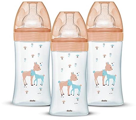 Set van 3 Anti-Colic Glazen Flessen 270 ml voor Baby's - Plat Speen met Stroomrate 2