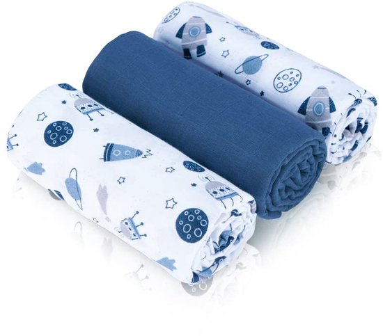 Set van 3 Babyhanddoeken van 80 x 70 cm - 100% Biokatoen, Oeko-Tex Gecertificeerd, Ideaal als Slabbetje of Aankleedmat van The Cotton Baby