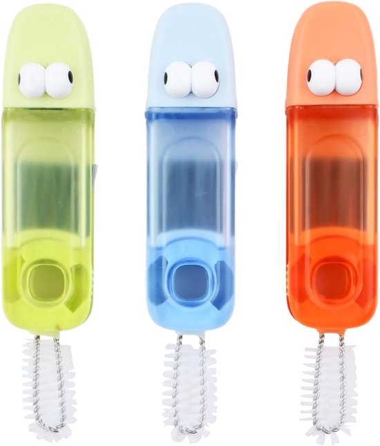 Set van 3 Flessenborstels, Multifunctionele Borstel voor Flessen, Fopspenen en Stoppen, Zachte en Harde U-Vormige Borstels voor Grondige Reiniging van Babyproducten