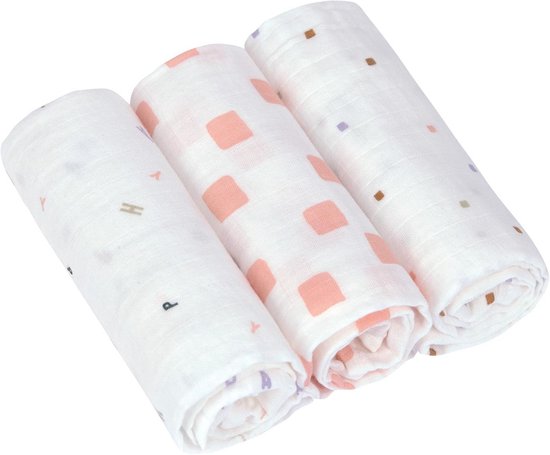 Set van 3 Hydrofiele Luiers en Spuugdoeken van Biologisch Katoen 60x60 cm van Merkloos