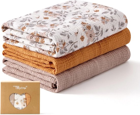 Set van 3 mousselinedoeken 75 x 100 cm 100% katoen