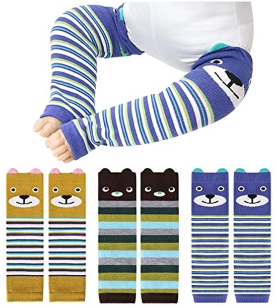 Set van 3 schattige kinderbeenwarmers met dierenpatroon voor baby's en peuters 0-3 jaar