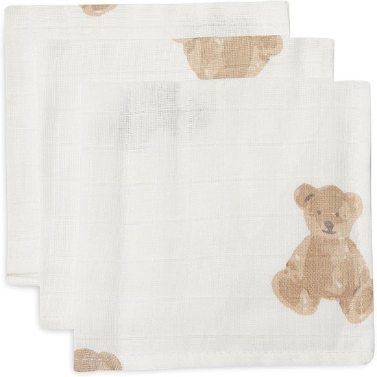 Set van 3 Spuugdoeken Mousseline - Teddybeer - 31x31cm - Ideaal voor Baby's