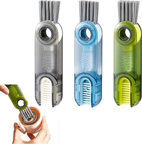 Set van 3 veelzijdige schoonmaakborstels - Perfect voor flessen, glazen en sportflessen - Duurzaam en ergonomisch ontwerp voor effectief reinigen