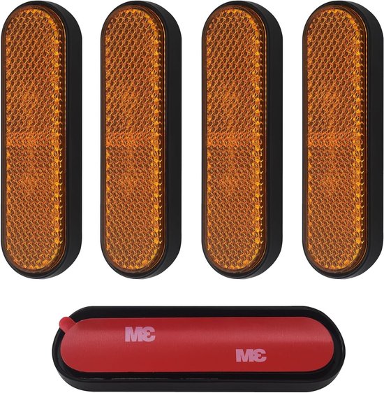 Set van 4 Gele Reflectoren voor Fietsen en Motoren - Rechthoekige Cat Eye Reflectoren voor Voor- en Achterzijde van Scooters en Fietsen van Merkloos