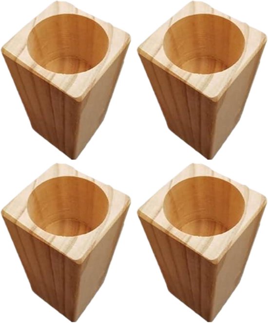 Set van 4 Houten Bedverhogers 10 cm - Universele Meubelverhogers voor Bed, Bank en Tafel van Merkloos