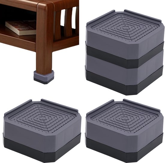 Set van 4 Meubelverhogers 4 cm Hoog - Stabiele Anti-slip Verhogingen voor Bank, Wasmachine en Tafel van Merkloos
