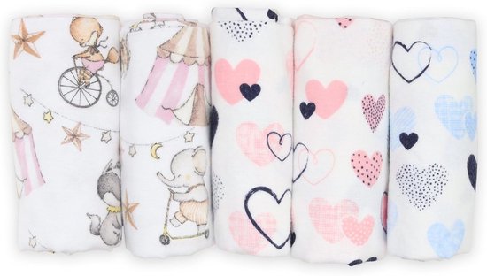 Set van 5 Katoenen Molton Luiers 80x80 cm - Zachte en Absorberende Flanel Spuugdoeken van Merkloos