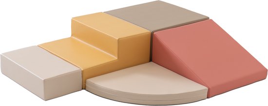 Set van 5 kleine foam blokken/speelkussens (pastelroze/beige/honinggeel) van KIDKII