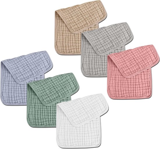 Set van 6 katoenen spuugdoeken voor baby's - luiers, kinderdekens, badhanddoeken en fopspeendoeken