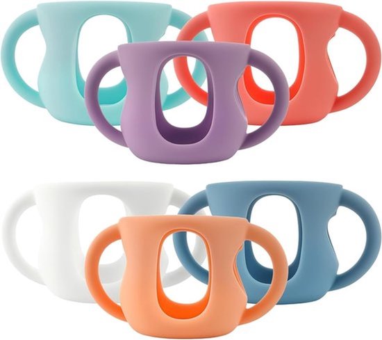 Set van 6 siliconen hoesjes voor P1 - met handvatten - schokbestendige fleshoesjes - BPA-vrij - Geschikt voor P1 natuurlijke glazen babyflessen
