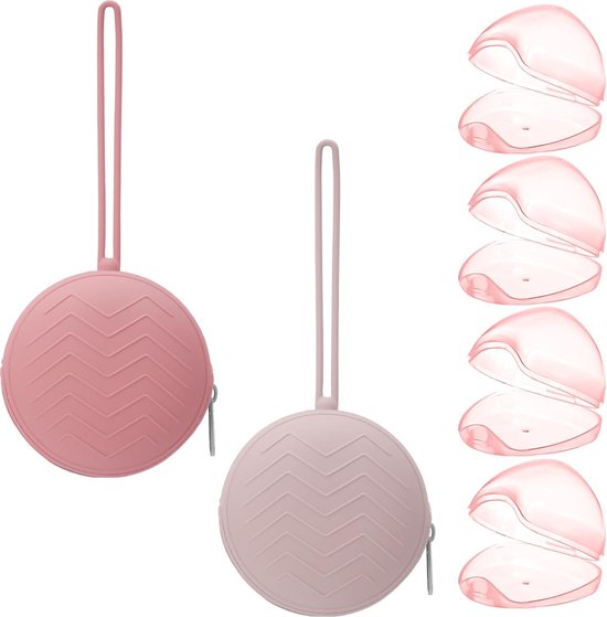 Set van 6 speendoosjes voor onderweg, fopspeenopberger, 2 siliconen speendoosjes en 4 transparante speendoosjes voor baby's, meisjes, jongens van Vicloon