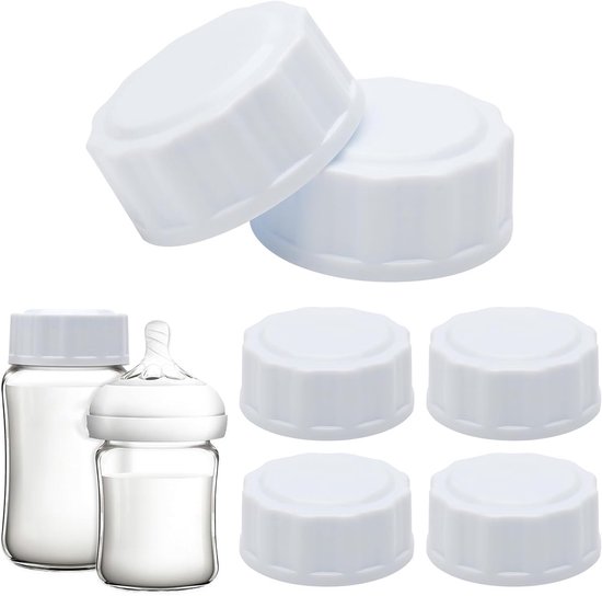 Set van 6 Vervangende Flessendeksels voor Brede Nek Babyflessen - Reisflessendoppen, Compatibel met Avent Flessen, Duurzaam en Lekvrij