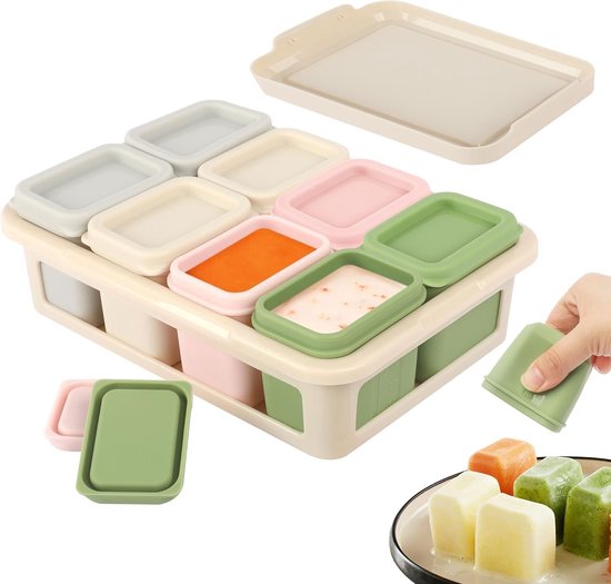 Set van 8 Baby Opbergpotjes van 50 ml, Voedselveilige Siliconen, BPA-vrij, Luchtdicht en Lekvrij voor Gezonde Bewaring