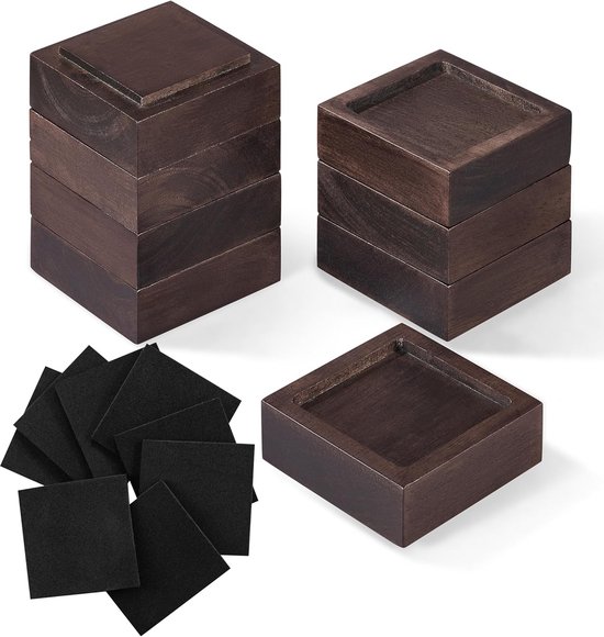 Set van 8 Houten Meubelverhogers - Verstelbare Hoogte 2.5 cm tot 6.35 cm - Massief Hout
