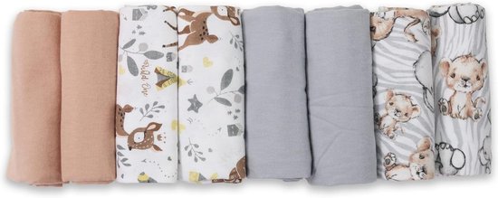 Set van 8 Molton Luiers en Spuugdoeken van 100% Katoen Flanel 80x80 cm Unisex van Merkloos