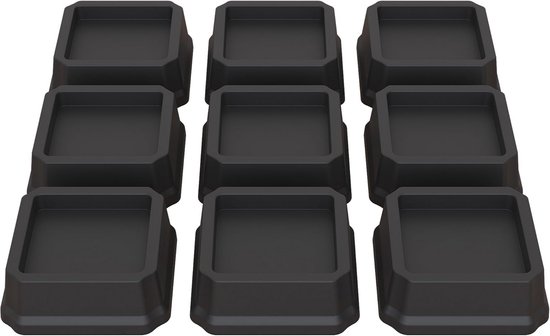Set van 9 Meubelverhogers 2,54 cm Hoogteverstelling voor Bank, Bed en Tafel Zwart
