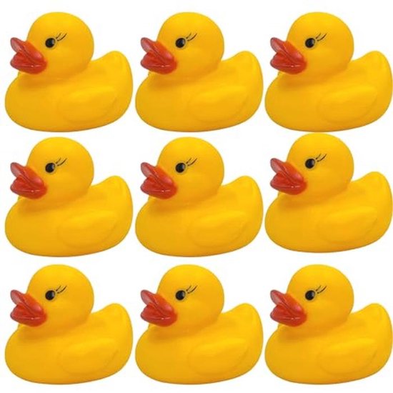 Set van 9 mini-badeendjes voor in bad - Handbeschilderd en latexvrij - Perfect voor feestjes en decoratie