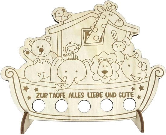 Set van Noah's Ark van hout - geldcadeaus voor jongens en meisjes - gouden geschenken voor bevestiging - gelukkig met wensen voor doop van Merkloos