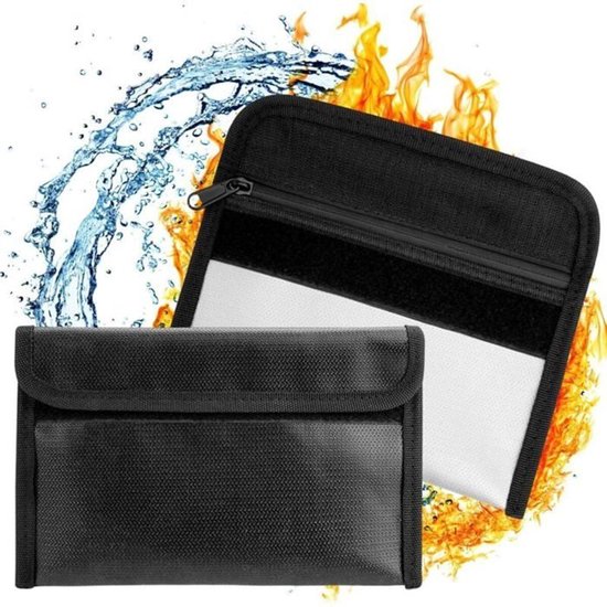 Set van twee brandwerende documententassen met ritssluiting, brandwerend ontwerp, geschikt voor het opbergen van documenten en contant geld. van Merkloos