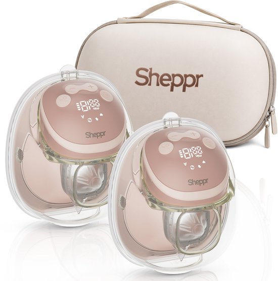 Sheppr® Handsfree Borstkolf PURE– Elektrische Borstkolf – Dubbele Borstkolf – Kolf Apparaat – BPA Vrij – 4 Modi & 15 Levels - Incl. Moedermelk bewaarzakjes, Reistas, Tepelmaat meter & Borstschildverkleiners - 2026 Model van Merkloos