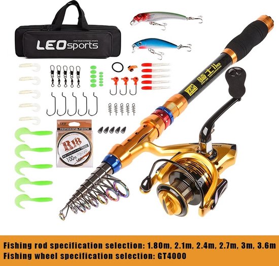 Shoppee Vishengel - Zeevishengel - telescopische spinner - Combo Carbon Telescopische Spinning Hengel - Reel Set - Korte Reizen Pole - Combo Baitcasting staaf Volledige Set van Shoppee
