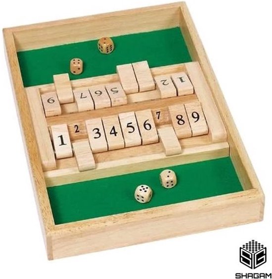 Shut The Box - 2 Spelers - Groen - Dobbelspel - Drankspel - Rekenspel van Playfield.
