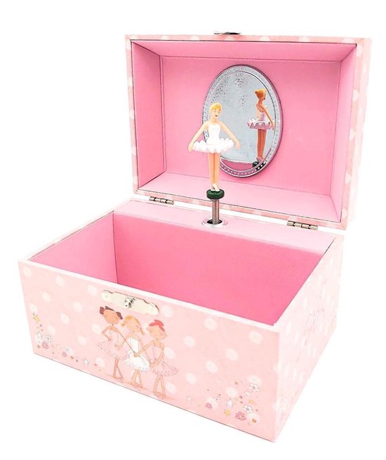 Sieradendoos Stippen Roze - Muziekdoosje met Dansende Ballerina - Simply for Kids van Simply for kids