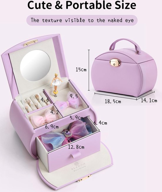 Sieradendoosje Meisje - Sieradendoosje met Ballerina - Uitschuifbare Vakken - Melodie - Paars van Lara's Box.