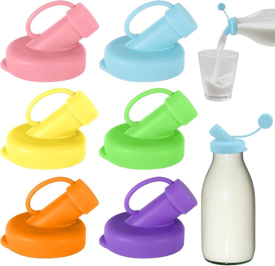 Silicone melkfles dispenserdeksels 48 mm - set van 6 kleuren - lekvrije schenktuit - ideaal voor organisatie - m-winkel