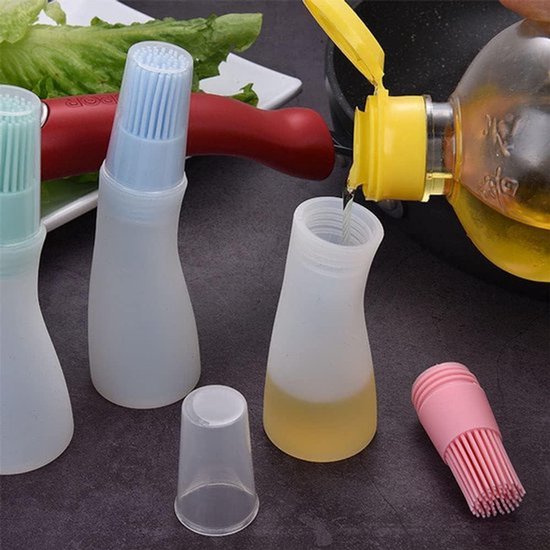 Silicone olie Flessenborstel Set - BBQ - Zachte - Basting - Marinades - Geschikt voor Koken - 4 Kleuren.