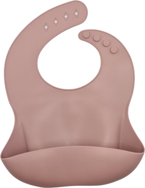 Silicone slabbetje met opvangbak afwasbaar pale rose van Jollein