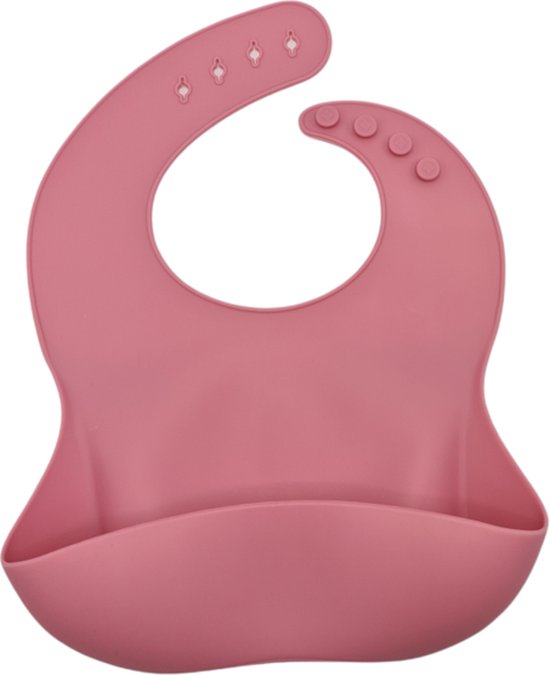 Silicone slabbetje met opvangbak afwasbaar rose van A3 Baby & Kids