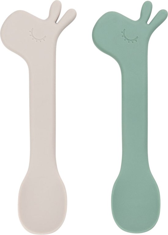 silicone spoon 2-pack - lalee - green- done by deer van Done by Deer