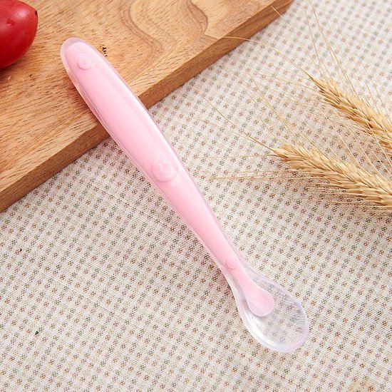 Siliconen Baby Lepel - Kleur: Roze - Foodlepel - Lepel on the Go - Lepel Onderweg - Baby Lepel Onderweg - Lepel met Case - Babyspoon - Meeneem Lepel - Lepel met Hoesje - Babylepel - Kinderlepel van Little Leafs