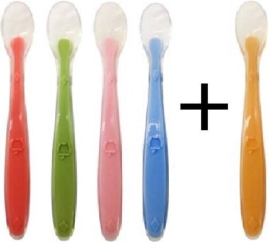 Siliconen baby lepels met soft tip (5 stuks) - eetlepel - lepel - lepeltjes - babybestek - babylepel - kinderlepel - kinderbestek - 100% BPA vrij van Athyior