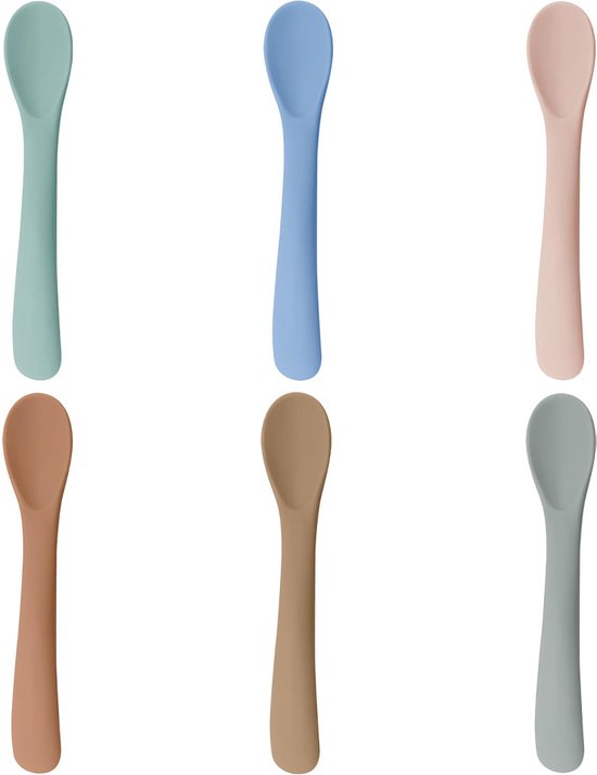 Siliconen Baby Lepeltjes - 6 Stuks - Kinder Lepeltjes - Bpa Vrij - Bestek Lepel - Soft Spoons - Baby Bestek - Kinderbestek - Voeding Lepel - Lepels Voor Leren Eten Met Bestek - Eetlepel van Little Dutch