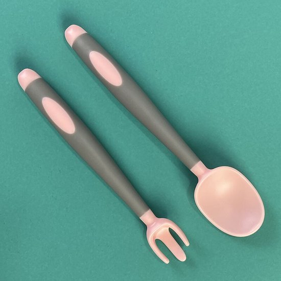 Siliconen babylepel & vork voor baby's en kinderen Magnetron Vaatwasser BPA-vrij veilige set lepels Bestek Baby Lepeltjes (Roze) van DILLY producten.